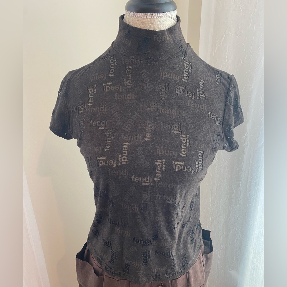 Fendi Vintage T shirt with Burn Out Fabric Technique